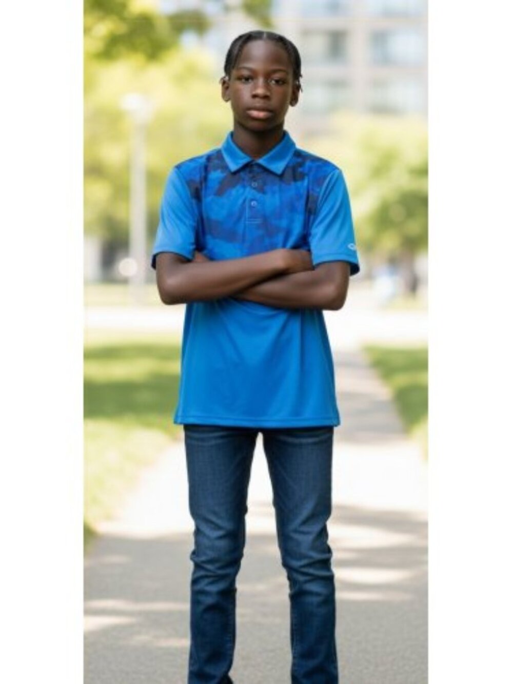 CHAMPION Blue Short Sleeved Duo Dry Polo Style Top Boys Size 12-14
